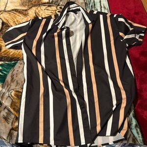 Men's Striped Casual Button-Down Shirt